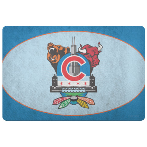 Chicago Sports Fan Crest Doormat2, 26x18"