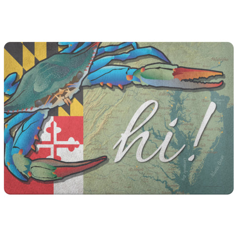 Maryland Blue Crab "Hi!", Doormat, 26x18"