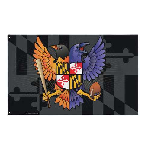 Birdland Baltimore Maryland Crest, Large Flag, 56 x 34.5" with 2 grommets