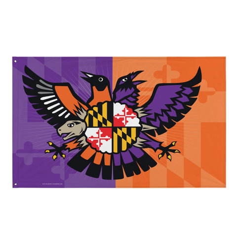 Maryland Birdland Terp Crest w/ MD Color, Large Flag, 56 x 34.5" with 2 grommets