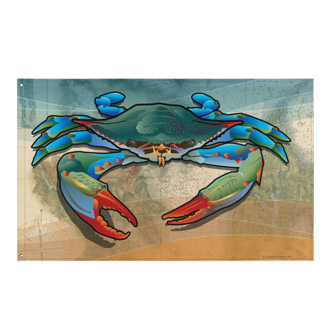 Coastal Blue Crab, Large Flag, 56 x 34.5" with 2 grommets