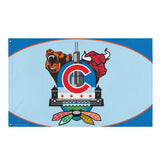 Chicago Sports Fan Crest, Large Flag, 56 x 34.5" with 2 grommets