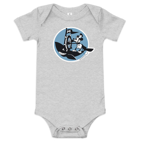 Steamboat Willie Sailing a Whale, Baby short sleeve one piece