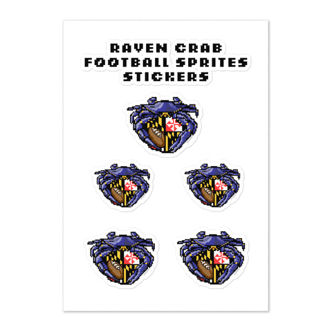 Raven Crab Football Maryland SPRITES!, Bubble-free Stickers sheet