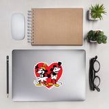 Steamboat Willie in Love with Heart, Bubble-free Sticker