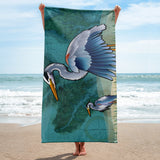 Coastal Blue Heron of the Chesapeake Towel by Joe Barsin, 30x60"