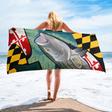 Maryland Rockfish Towel by Joe Barsin, vertical 30x60"