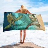 Coastal Sea Turtle of the Atlantic Towel by Joe Barsin, vertical 30x60"