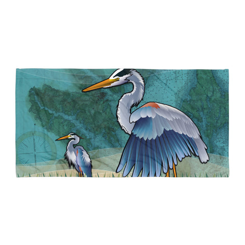 Coastal Blue Heron of the Chesapeake Towel by Joe Barsin, 30x60"