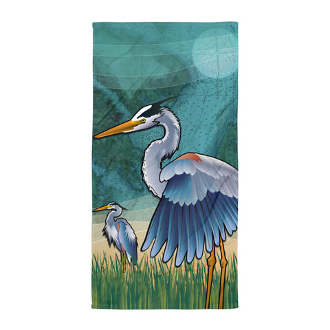 Coastal Blue Heron of the Chesapeake Towel by Joe Barsin, vertical 30x60"