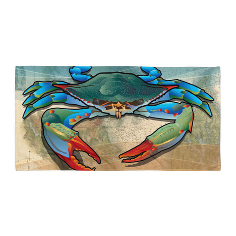 Coastal Blue Crab Towel by Joe Barsin, 30x60"