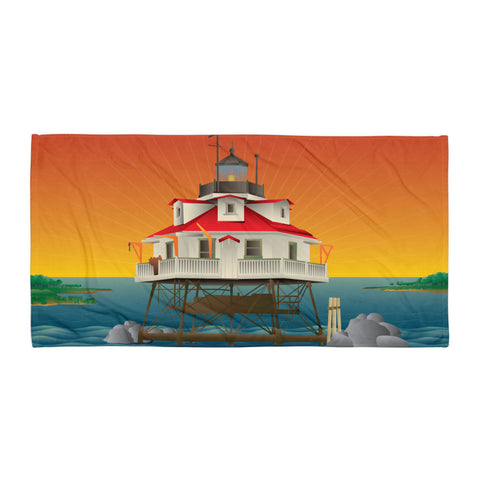 Thomas Point Shoal Lighthouse Towel by Joe Barsin, 30x60"