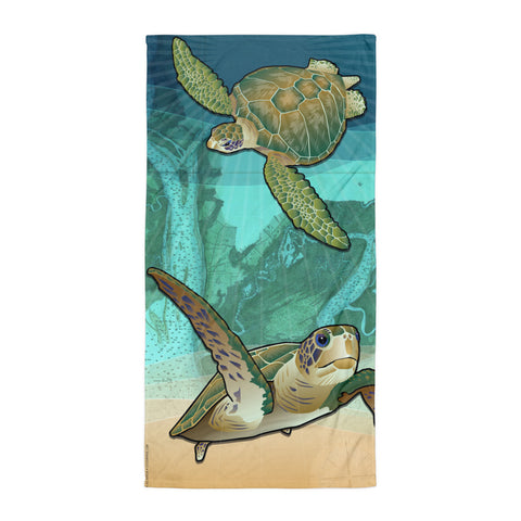 Coastal Sea Turtle of the Atlantic Towel by Joe Barsin, vertical 30x60"