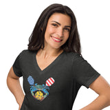 US PickleBall Crab Crest, Women’s relaxed v-neck t-shirt