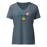 US PickleBall Crab Crest, Women’s relaxed v-neck t-shirt