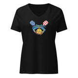 US PickleBall Crab Crest, Women’s relaxed v-neck t-shirt