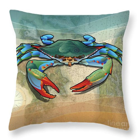 Coastal Blue Crab - Throw Pillow