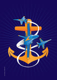 Anchors Aweigh Blue Angels Fouled Anchor House Flag, 28x40