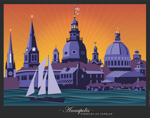 Annapolis Steeples and Cupolas: Sunset Art Print by Joe Barsin, 14x11