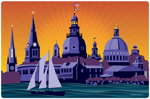 Annapolis Steeples and Cupolas: Sunset, Doormat, 26x18"