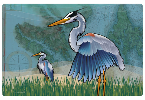 Coastal Blue Heron of the Chesapeake Doormat, 26x18"