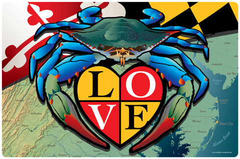 Maryland Blue Crab "Love" Doormat, 26x18"