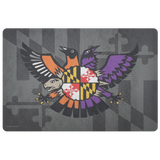 Maryland Birdland Terp Crest w/ MD Dark Flag, Doormat, 26x18"