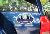 Annapolis Red Sailboat Oval Magnet on car