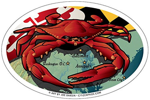 Maryland Red Crab Oval Sticker, 6x4