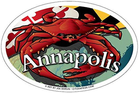 Annapolis Maryland Red Crab Oval Magnet, 6x4
