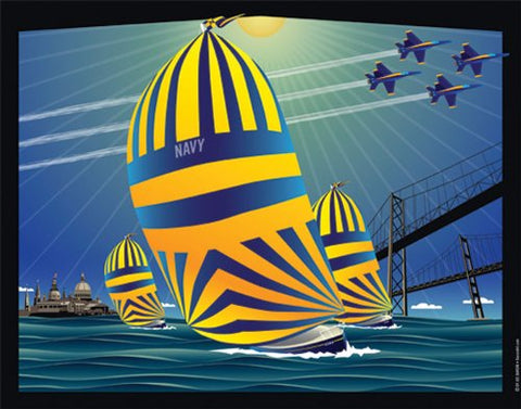 USNA High Noon Sails Art Print by Joe Barsin, 14x11