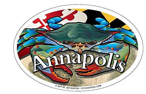Annapolis Maryland Blue Crab Oval Magnet, 6x4