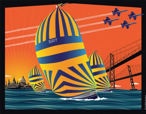 USNA Sunset Sails Art Print by Joe Barsin, 14x11