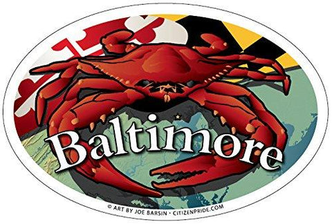 Baltimore Maryland Red Crab Oval Magnet, 6x4