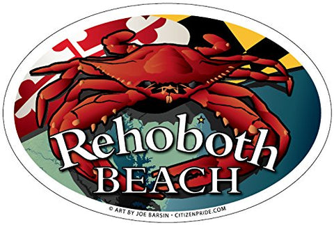 Rehoboth Beach Red Crab Oval Magnet, 6x4