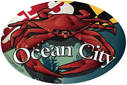 Ocean City Red Maryland Crab Oval Window Decal, 6x4