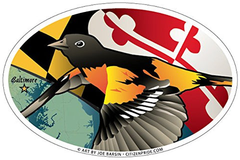 Maryland Oriole Oval Sticker, 6x4