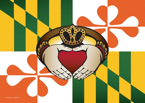 Maryland Irish Claddagh Large House Flag by Joe Barsin, 28x40