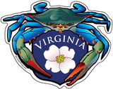 Blue Crab Virginia Dogwood Crest, Large Decal