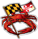Red Crab Maryland Banner Sticker, 4.5x4.5