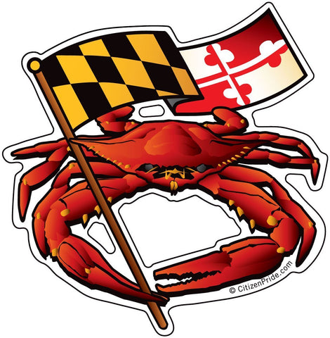 Steamed Blue Crab Maryland Flag, Large Decal