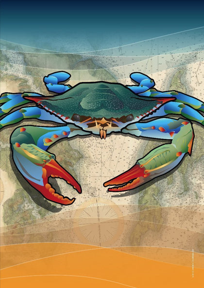 Coastal Blue Crab Large House Flag by Joe Barsin, 28x40