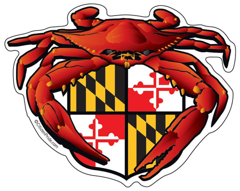 Red Crab Maryland Crest Sticker, 5x4