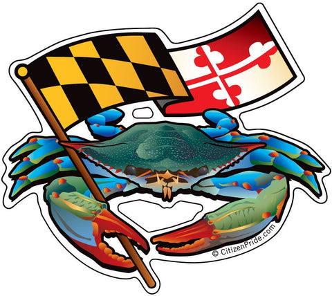 Blue Crab Maryland Flag, Large Decal