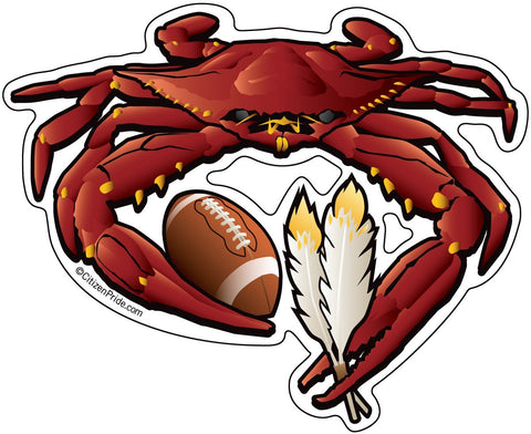 Washington Sports Crab Football Sticker, 5x4