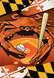Orioles Sports Crab of Baltimore House Flag by Joe Barsin, 28x40