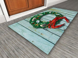 Display of Coastal Holiday Crab Wreath Door Mat by Joe Barsin