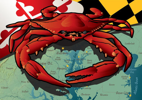 Maryland Red Crab Notecard by Joe Barsin, 7x5