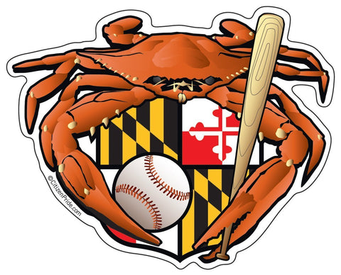 Oriole Baseball Crab Maryland Crest, Large Decal
