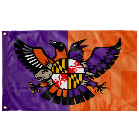 Maryland Birdland Terp Crest w/ MD Color, Large Flag, 60 x 36" with 2 grommet